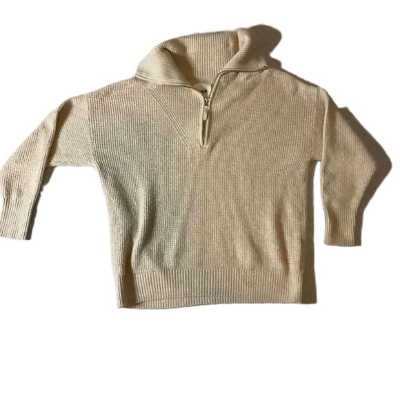 aerie Sweaters - Aerie Beige Oversized Quarter Zip Waffled Knit Sweater Womens Extra Small